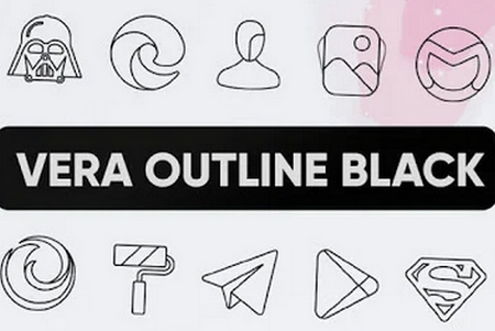 黑色线性图标Vera Outline Black破解版